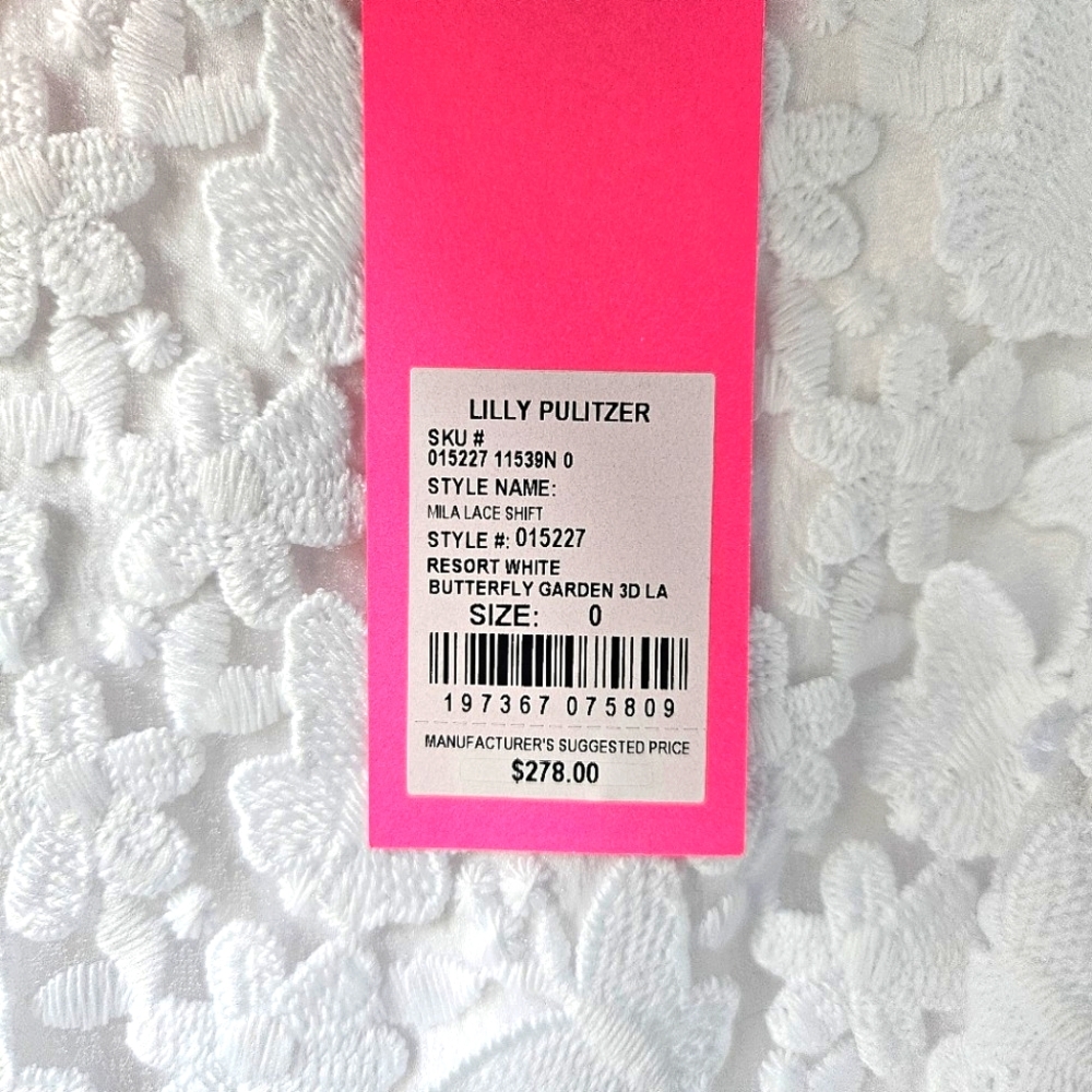 ❤️SPECIAL❤NWT.LILLY PULITZER Mila Shift In Resort White Butterfly Garden 3D Lace - Picture 6 of 14